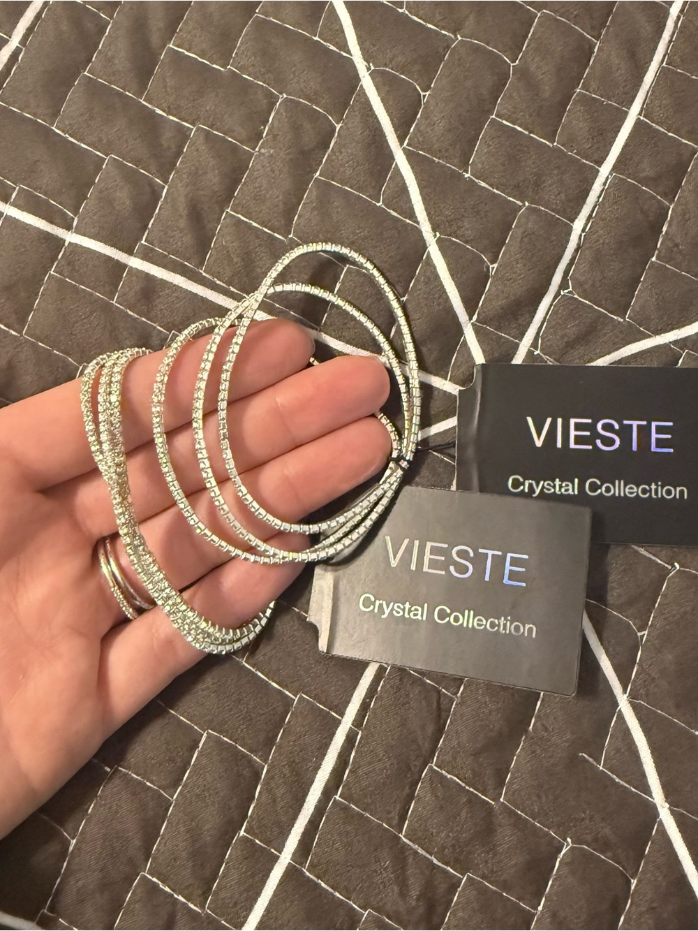 Vieste Silver Rhinestone Cable Wraps - 2 Pack - Picture 3 of 4
